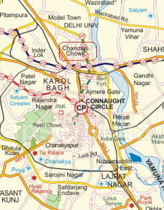 Plan du centre ville de Delhi